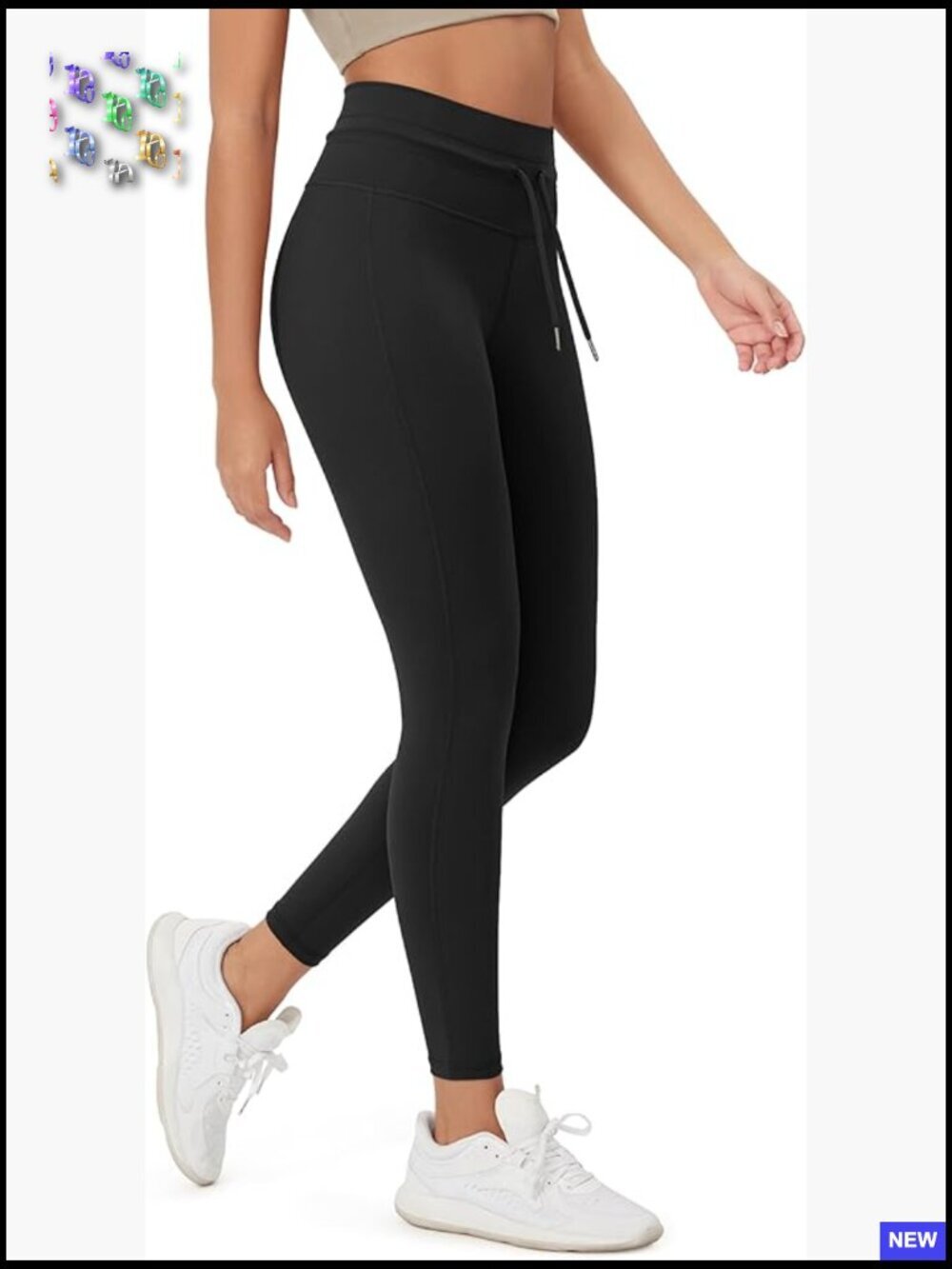 High Waist Workout Yoga Pants with Drawstring Tie Ankle Length